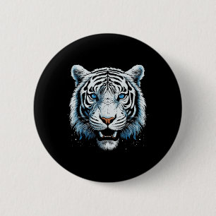 White Tiger Blue Eyes Wild Cat Animal Button