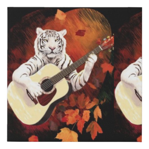 White Tiger Canvas Wall Art – Golden Rhythm