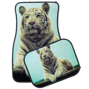 White Tiger Car Floor Mat
