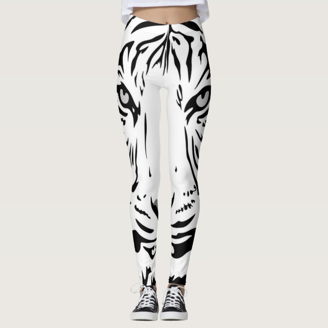 White Tiger Cartoon Leggings (Front)