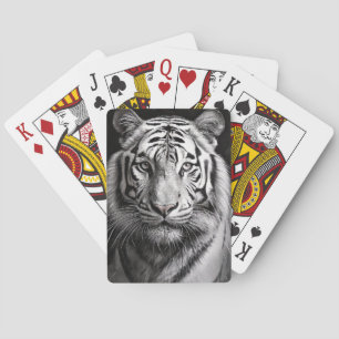White Tiger Charcoal Poker Cards