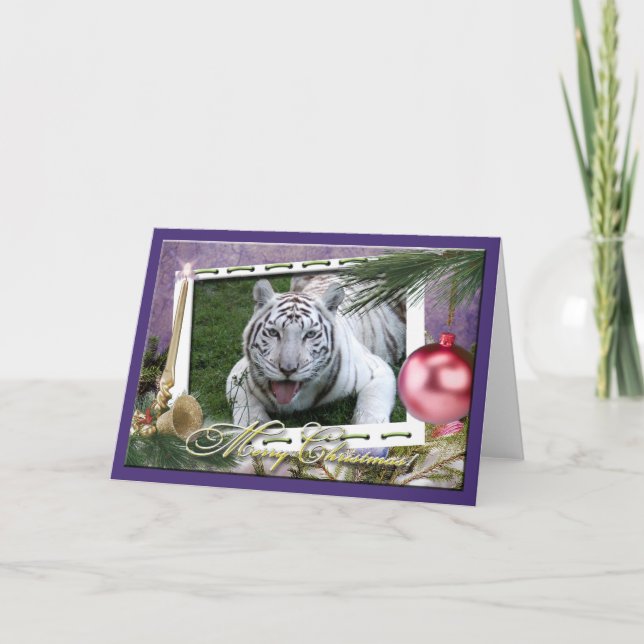 White Tiger Christmas Greeting Card (Front)