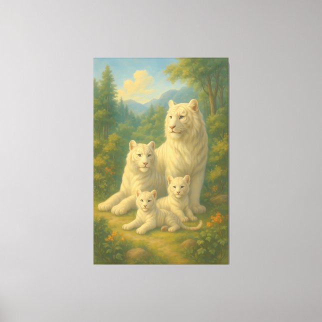 White Tiger • Dawn Forest Ancestral Family | ManJi Canvas Print (Front)