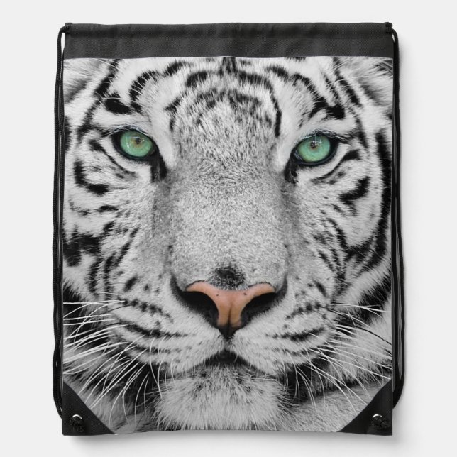 White Tiger Drawstring Bag (Front)