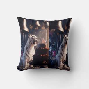 White Tiger Evening Celebration Throw Pillow