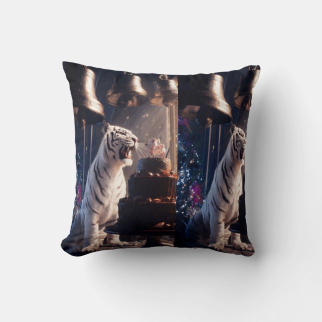 White Tiger Evening Celebration Throw Pillow (Front)