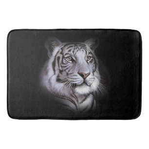 White Tiger Face Bathroom Mat
