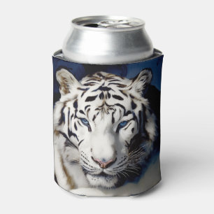 White Tiger Face  Can Cooler