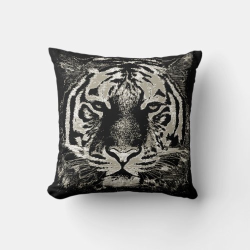 White Tiger Face Close_up Throw Pillow