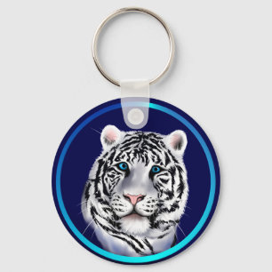White Tiger Face Keychain