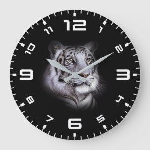 White Tiger Face Large Clock