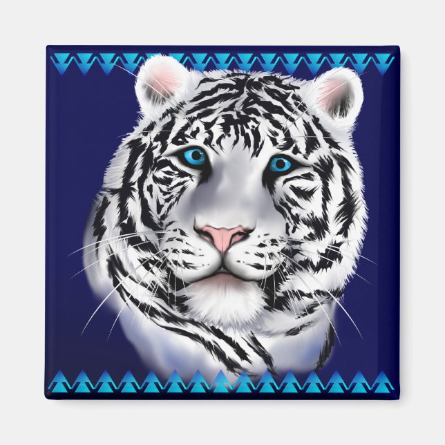 White Tiger Face Magnet (Front)