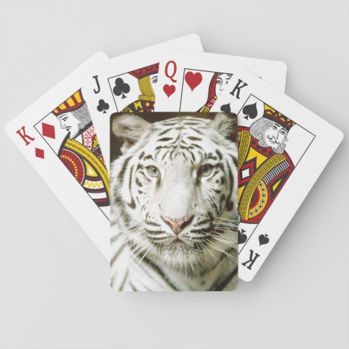 White Tiger Face Poker Cards