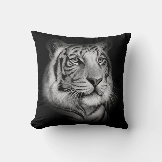 White Tiger Face Throw Pillow (Front)