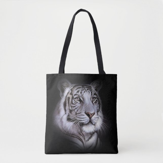 White Tiger Face Tote Bag (Front)
