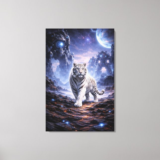 White Tiger Fantasy Art | Man Jiang Hong Art Serie Canvas Print (Front)
