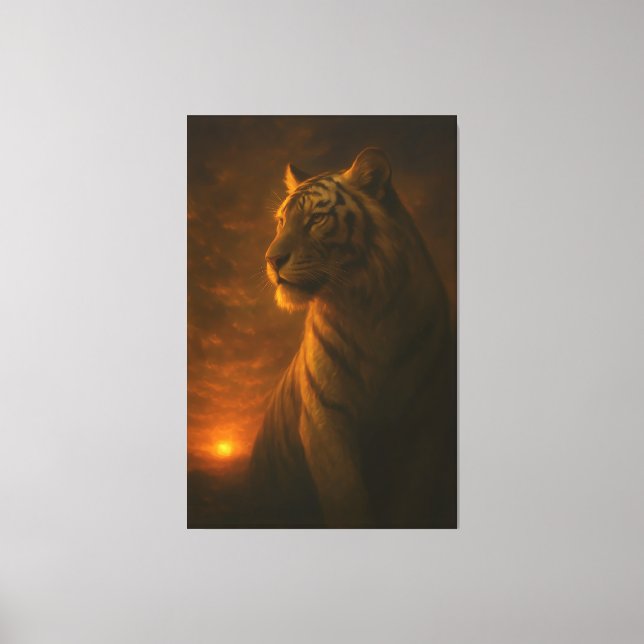 White Tiger Fantasy Art – Mystic Jungle Light Canvas Print (Front)