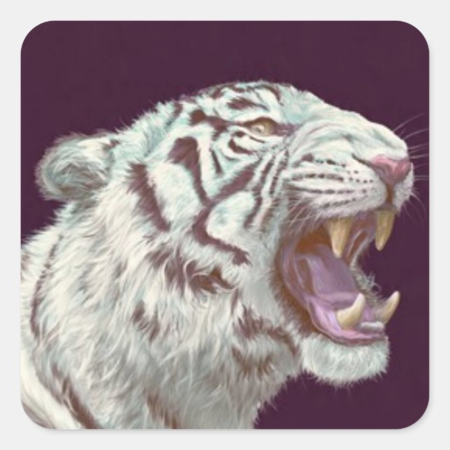White Tiger Fierce Pose – Sticker (Front)