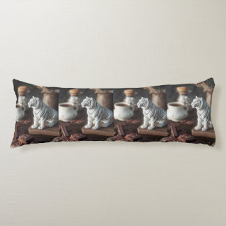 White Tiger Figurine – Rustic Chocolate & Coffee Body Pillow