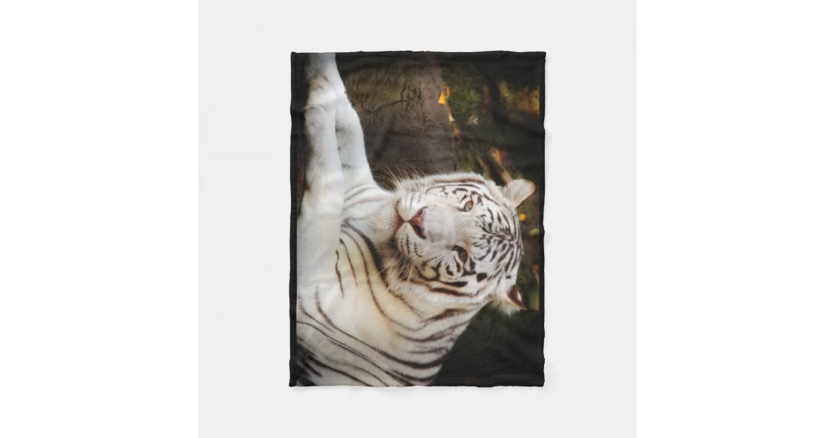 New WHITE TIGER BLUE EYES Polar Fleece Throw Blanket | eBay