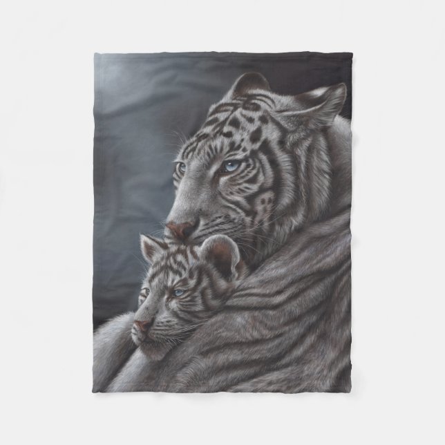 White Tiger Fleece Blanket (Front)