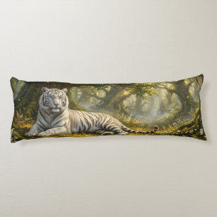 White Tiger Forest – Enchanted Woodland Serenity Body Pillow