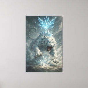 White Tiger – Frost King Ice Burst Descent – ManJi Canvas Print