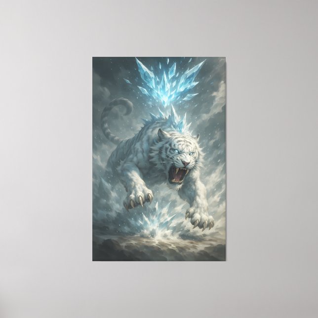 White Tiger – Frost King Ice Burst Descent – ManJi Canvas Print (Front)