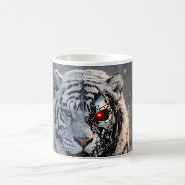 White tiger futuristic sci-fi guardian mug (Center)