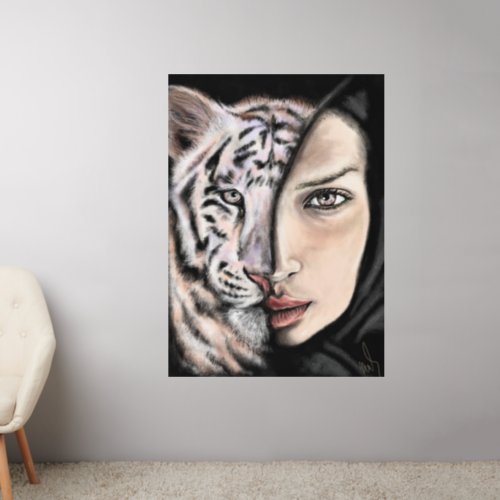 White Tiger Girl _ Emotion Wall Decal _ Painting