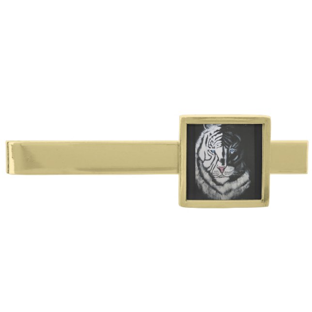 WHITE TIGER GOLD FINISH TIE CLIP (Front)