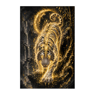 White Tiger Golden Aura – Power Guardian Spirit Ti Acrylic Print