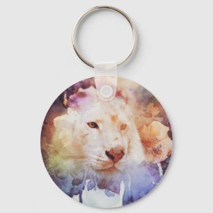 White Tiger Grunge Keychain