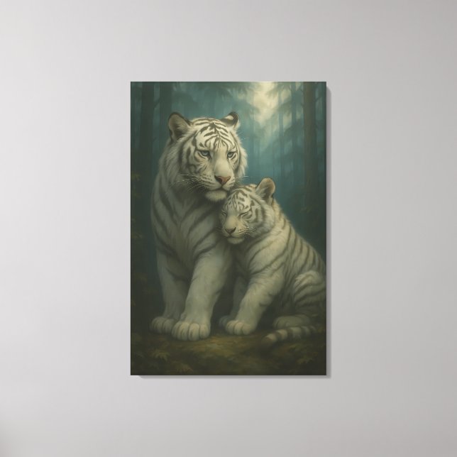 White Tiger – Guardian of Light – ManJiangHong Art Canvas Print (Front)