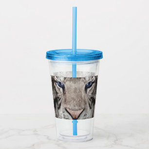 White Tiger Head Acrylic Tumbler