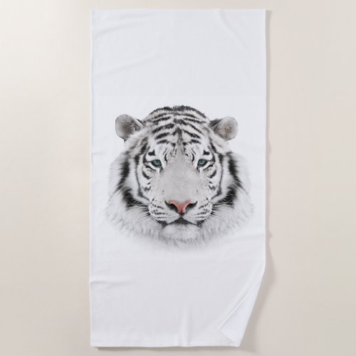 White Tiger Head Beach Towel