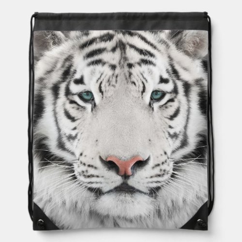 White Tiger Head Drawstring Backpack