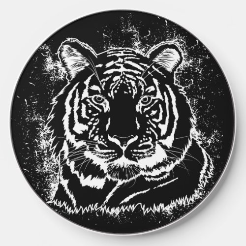 White tiger head in grunge style wireless charger 