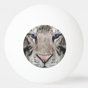 White Tiger Head Ping Pong Ball