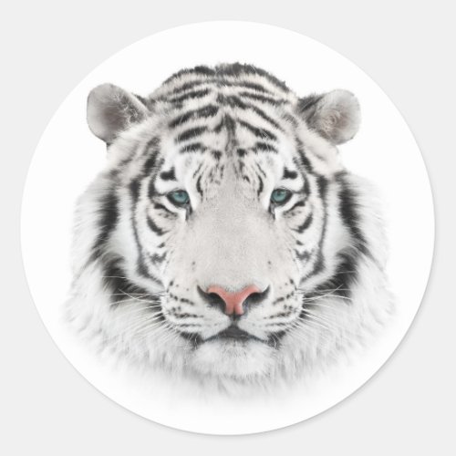 White Tiger Head Round Stickers