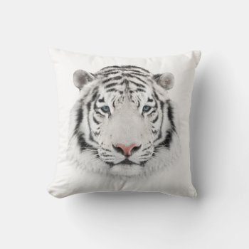 White Tiger Head Throw Pillow by FantasyPillows at Zazzle