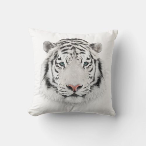 White Tiger Head Throw Pillow