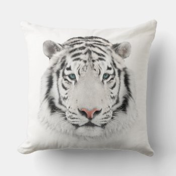 White Tiger Head Throw Pillow by FantasyPillows at Zazzle