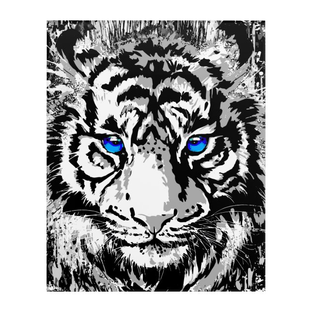White Tiger Head | Tiger Drawing | Acrylic Art (Front)