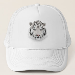 White Tiger Head Trucker Hat