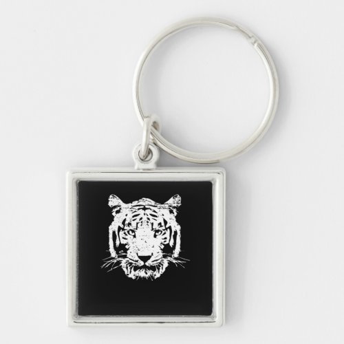 White Tiger Head Wild Cat Lover Zoo Animal Gifft Keychain
