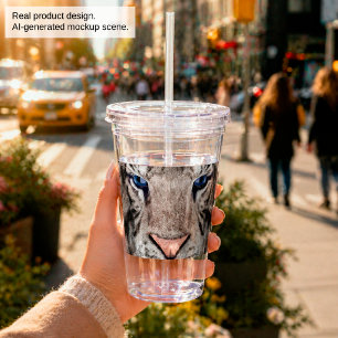 White Tiger Head Wildlife Aesthetic Acrylic Tumbler