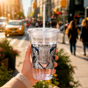 White Tiger Head Wildlife Aesthetic Acrylic Tumbler