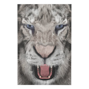 White Tiger Head Wildlife Aesthetic Faux Canvas Print