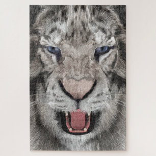 White Tiger Head Wildlife Aesthetic Jigsaw Puzzle